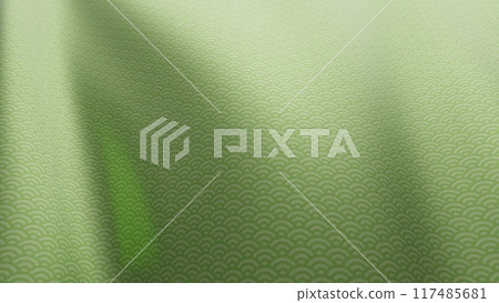 Beautiful Japanese patterned cloth, rolls of fabric, and kimono swaying in the wind 117485681