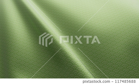 Beautiful Japanese patterned cloth, rolls of fabric, and kimono swaying in the wind 117485688