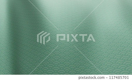 Beautiful Japanese patterned cloth, rolls of fabric, and kimono swaying in the wind 117485701