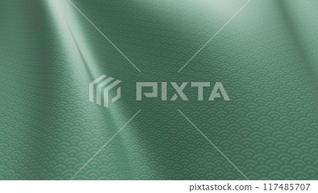 Beautiful Japanese patterned cloth, rolls of fabric, and kimono swaying in the wind Beautiful Japanese patterned cloth, rolls of fabric, and kimono swaying in the wind 117485707