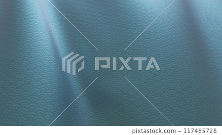 Beautiful Japanese patterned cloth, rolls of fabric, and kimono swaying in the wind 117485728