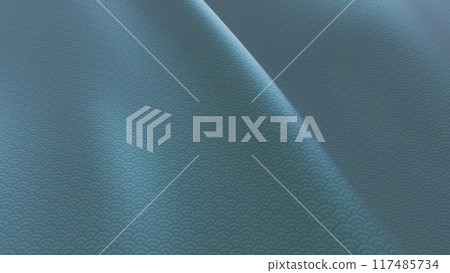 Beautiful Japanese patterned cloth, rolls of fabric, and kimono swaying in the wind 117485734