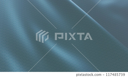 Beautiful Japanese patterned cloth, rolls of fabric, and kimono swaying in the wind 117485739