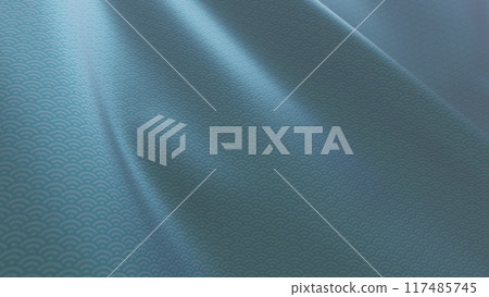 Beautiful Japanese patterned cloth, rolls of fabric, and kimono swaying in the wind 117485745