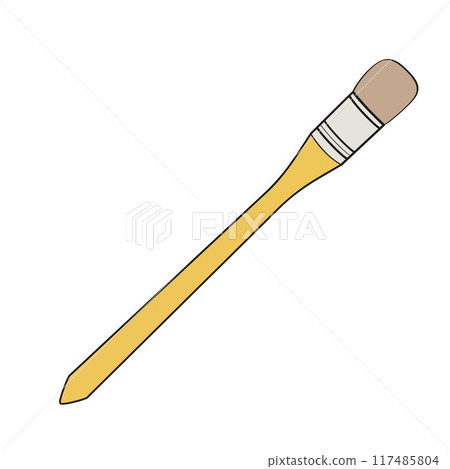 wide flat watercolour brush with wooden handle wide flat watercolour brush with wooden handle 117485804