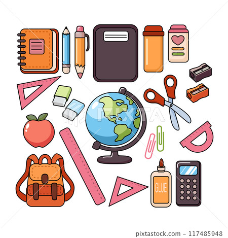 School supplies set. Back to school. School supplies set. Back to school. 117485948
