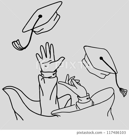 University Graduation celebration with throwing cap 117486103