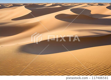 Desert landscape shaped by wind patterns.AI Generated 117486581