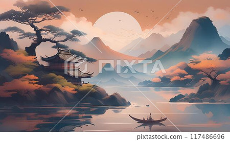 描繪日本美麗風景的畫 117486696