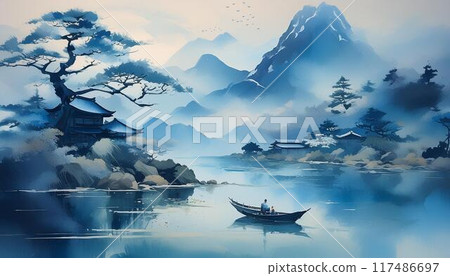 描繪日本美麗風景的畫 117486697