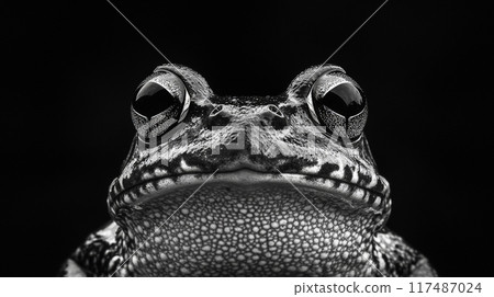 black-and-white, amphibian, frog 117487024