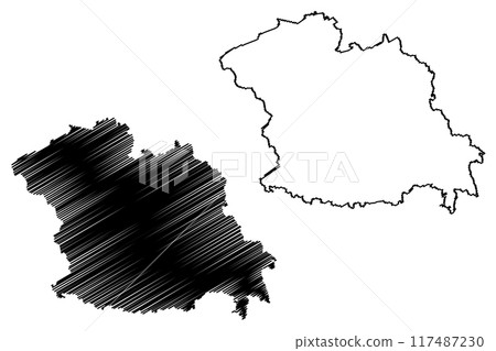 Harrogate Non-metropolitan district, Borough (United Kingdom of Great Britain and Northern Ireland, ceremonial county North Yorkshire, England) map vector illustration, scribble sketch map 117487230