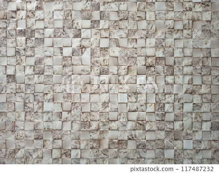 Texture of ceramic squares. Texture of equal stone squares. Patterned texture Texture of ceramic squares. Texture of equal stone squares. Patterned texture 117487232