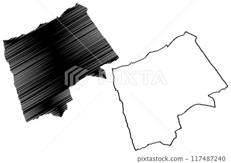 London Borough of Harrow (United Kingdom of Great Britain and Northern Ireland, Ceremonial county and region Greater London, England) map vector illustration, scribble sketch map 117487240