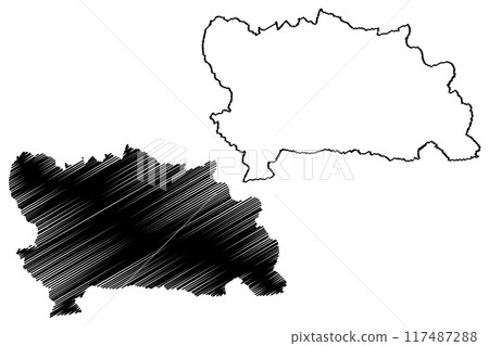Local government district of West Berkshire (United Kingdom of Great Britain and Northern Ireland, ceremonial county Berkshire, Berks, England) map vector illustration, scribble sketch map 117487288