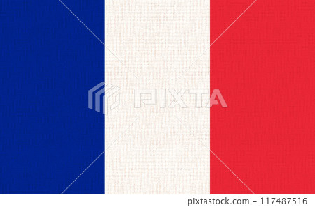Flag of France. French flag on fabric surface. European country 117487516