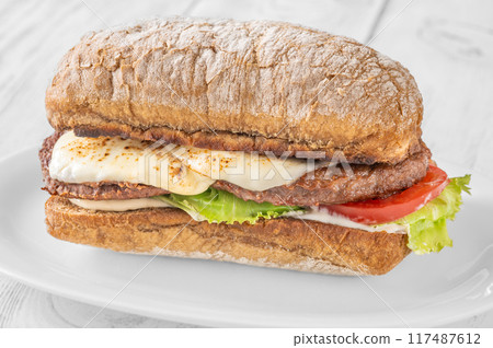 Beef mozzarella sandwich Beef mozzarella sandwich 117487612