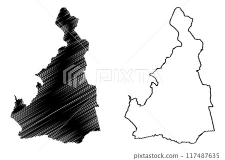 Borough and unitary authority of Wokingham (United Kingdom of Great Britain and Northern Ireland, ceremonial county Berkshire, Berks, England) map vector illustration, scribble sketch map 117487635