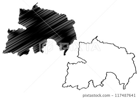Wyre Forest Non-metropolitan district (United Kingdom of Great Britain and Northern Ireland, ceremonial county Worcestershire or Worcs, England) map vector illustration, scribble sketch map Wyre Forest Non-metropolitan district (United Kingdom of Great Britain and Northern Ireland, ceremonial county Worcestershire or Worcs, England) map vector illustration, scribble sketch map 117487641