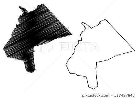 Aa en Hunze Municipality (Kingdom of the Netherlands, Holland, Drenthe province) map vector illustration, scribble sketch Aa en Hunze map 117487643