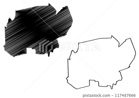 Alphen aan den Rijn city and municipality (Kingdom of the Netherlands, Holland, South Holland or Zuid-Holland province) map vector illustration, scribble sketch map Alphen aan den Rijn city and municipality (Kingdom of the Netherlands, Holland, South Holland or Zuid-Holland province) map vector illustration, scribble sketch map 117487666