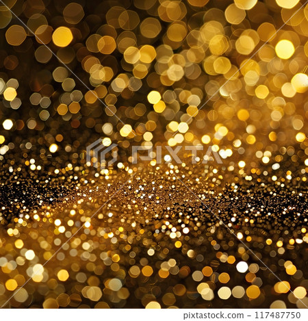 Gold glittering bokeh stars dust background 117487750