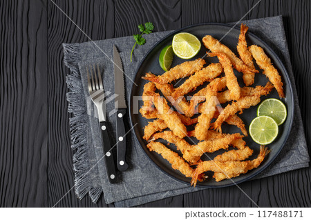 deep fried panko breaded shrimp on a plate deep fried panko breaded shrimp on a plate 117488171