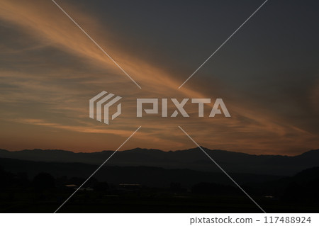 Okuchichibu at sunrise as seen from Hakushu Town, Hokuto City Okuchichibu at sunrise as seen from Hakushu Town, Hokuto City 117488924