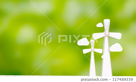The Eco fan wind for generator electric for energy or ecology concept 3d rendering. 117489339