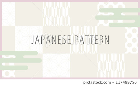 具有淺色霧霾圖案和框架的日本圖案背景 具有淺色霧霾圖案和框架的日本圖案背景 117489756