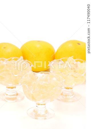Tosa pomelo grass jelly dessert bright background Tosa pomelo grass jelly dessert bright background 117490040