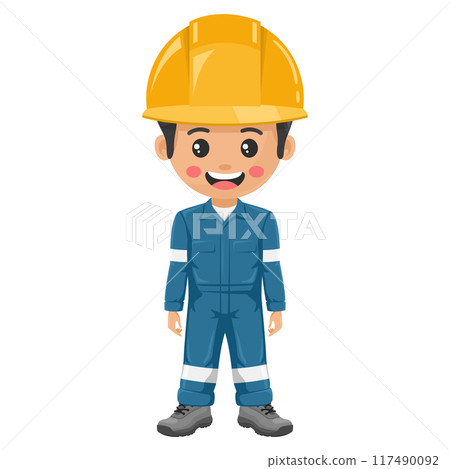 Industrial mechanical worker. Supervisor engineer with his coverall and personal protective equipment. Safety first. Industrial safety and occupational health at work 117490092