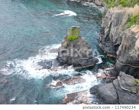 Aerial view of the Susa Hornfels coast in Hagi, Yamaguchi Prefecture Aerial view of the Susa Hornfels coast in Hagi, Yamaguchi Prefecture 117490234