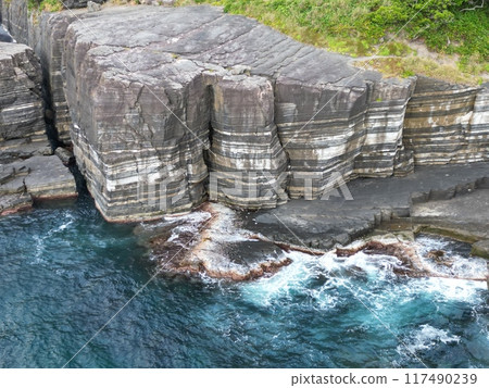 Aerial view of the Susa Hornfels fault in Hagi, Yamaguchi Prefecture 117490239