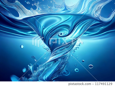 藍色的水旋轉 117491129