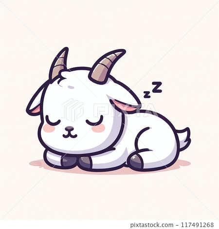 Sleeping goat illustration (AI) 117491268