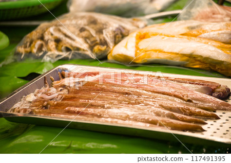 Fresh soft silk from seafood market Fresh soft silk from seafood market 117491395