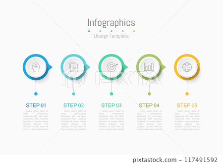 Infographic 5 options design elements for your business data. Vector Illustration. 117491592