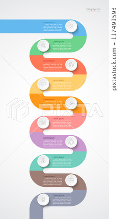 Infographic 10 options design elements for your business data. Vector Illustration. 117491593