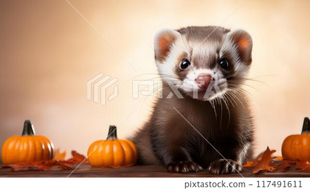 Ferret and Halloween and copy space 117491611