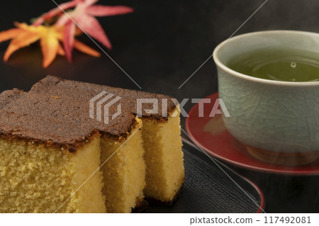 卡斯特拉卡斯特拉和綠茶 117492081