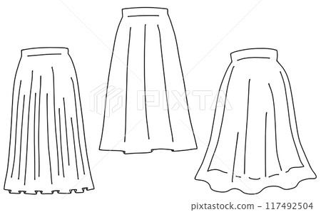 寬鬆簡約長裙套裝2線描 寬鬆簡約長裙套裝2線描 117492504