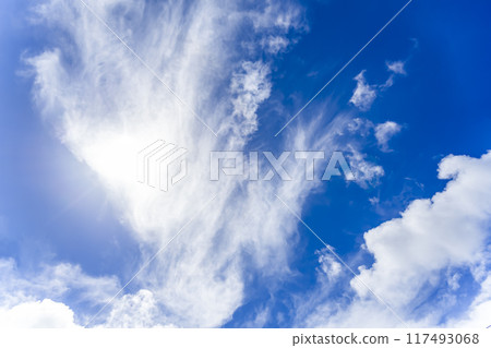 Summer sky, sun and clouds Yokohama 117493068