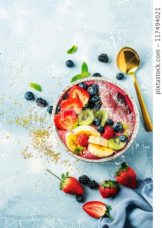 阿薩伊碗中的各種熱帶水果和漿果 阿薩伊碗中的各種熱帶水果和漿果 117494021