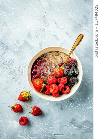 阿薩伊碗中的各種熱帶水果和漿果 117494028