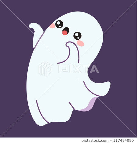 Childish ghost scaring flat color vector illustration Childish ghost scaring flat color vector illustration 117494090