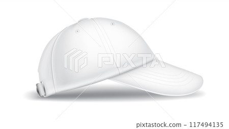 Cotton baseball cap side view realistic vector illustration 117494135