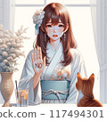 A woman refusing 117494301