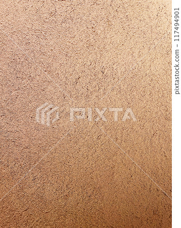 A vertically long background image of a light, light reddish brown earthen wall with a straw-like texture on the surface 117494901