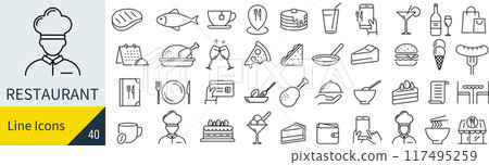 Restaurant icon set 117495259